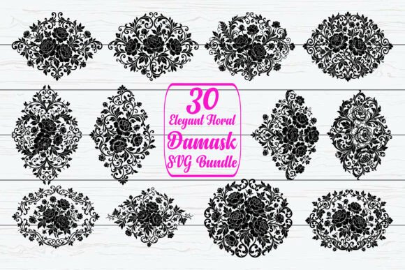 30 Elegant Floral Damask SVG Bundle: Timeless Luxury for Your Projects