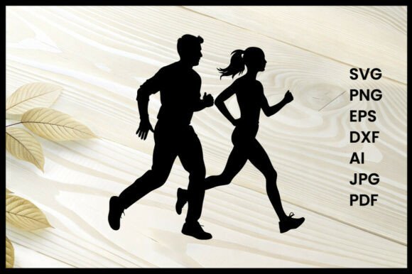 Couple Jogging Together Silhouette: Your Next Design Asset