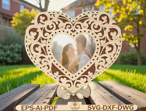 Floral Lace Heart Picture Frame Lasercut: A Layered SVG for Romantic Keepsakes