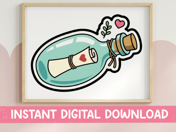 Message in a Bottle Love Sticker: Nautical Romance for Your Designs