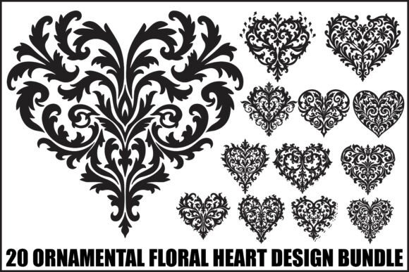 Ornamental Heart Bundle: Floral Designs for Timeless Elegance