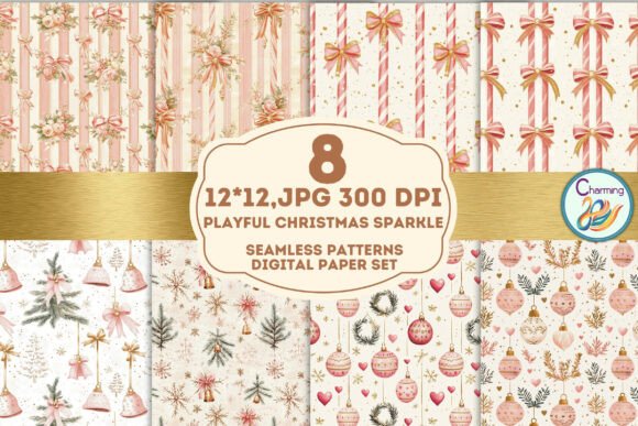 Playful Christmas Sparkle: Vibrant Digital Papers for Festive Design