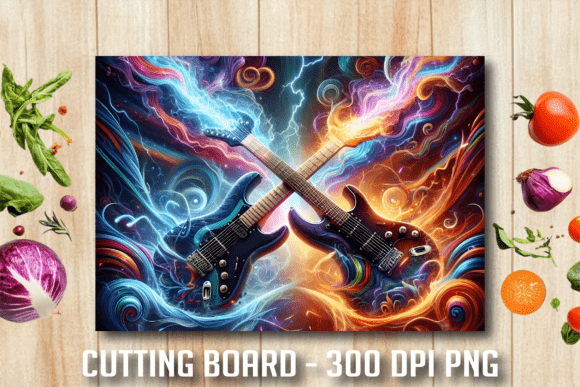 Rock Your Kitchen: The Electric Guitar Duel Cutting Board