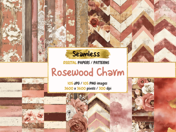 Timeless Design with Rosewood Charm Seamless Digital Papers