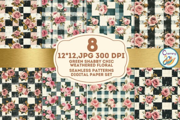Timeless Green Shabby Chic Floral Patterns