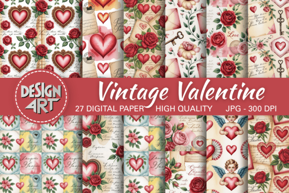 Timeless Romance: Working with Vintage Valentine Digital Paper