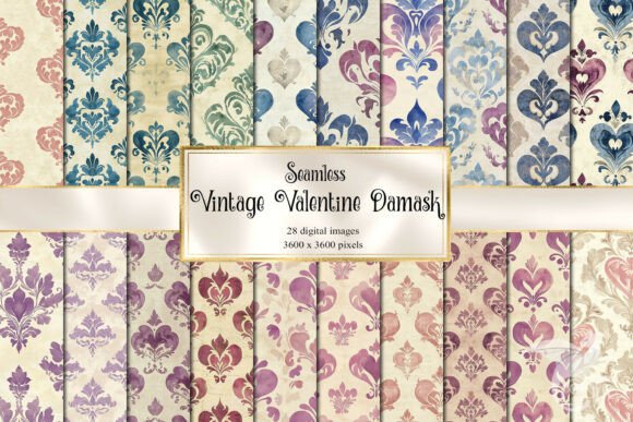 Vintage Valentine Damask Patterns: Timeless Digital Paper