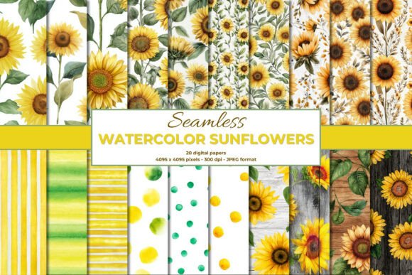 Watercolor Sunflowers Digital Papers: A Designers Guide