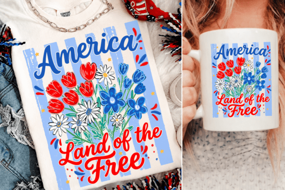 Wildflower America Land of the Free Png: A Designer's Go-To for Patriotic & Rustic Projects
